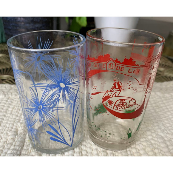 Vintage 60s mid century juice glasses tumbler 4oz set of 2 - Picture 4 of 13